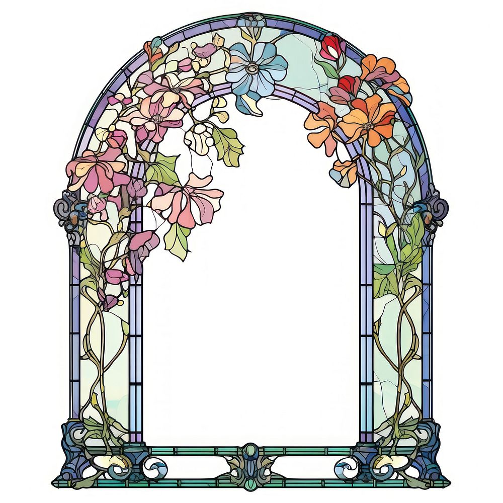 Arch art nouveau Floral architecture glass.