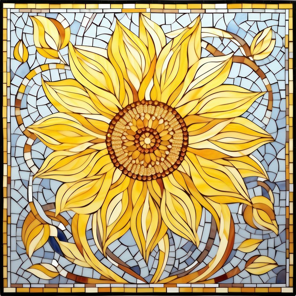 Arch art nouveau Sunflower mosaic backgrounds.