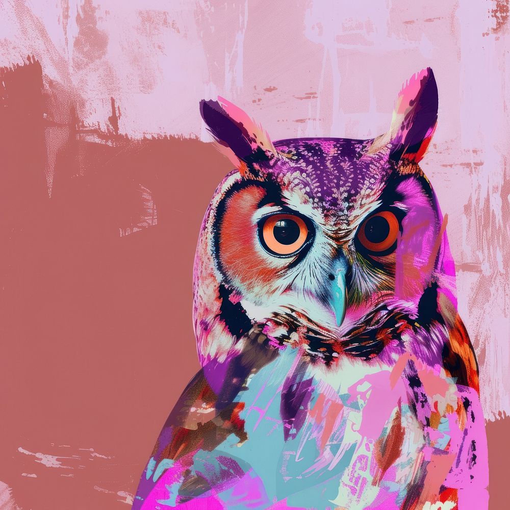 Owl animal purple bird.