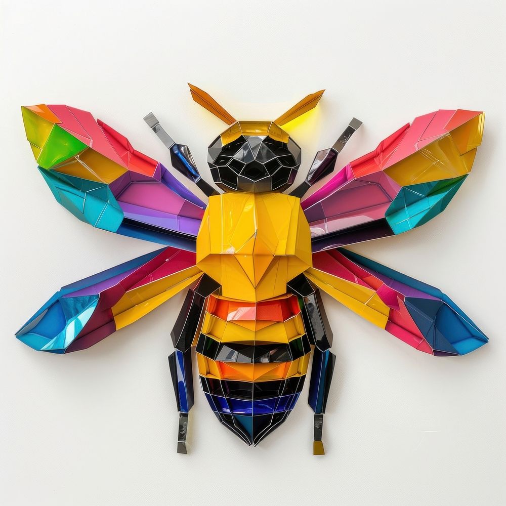 Bee made from polyethylene bee origami insect.