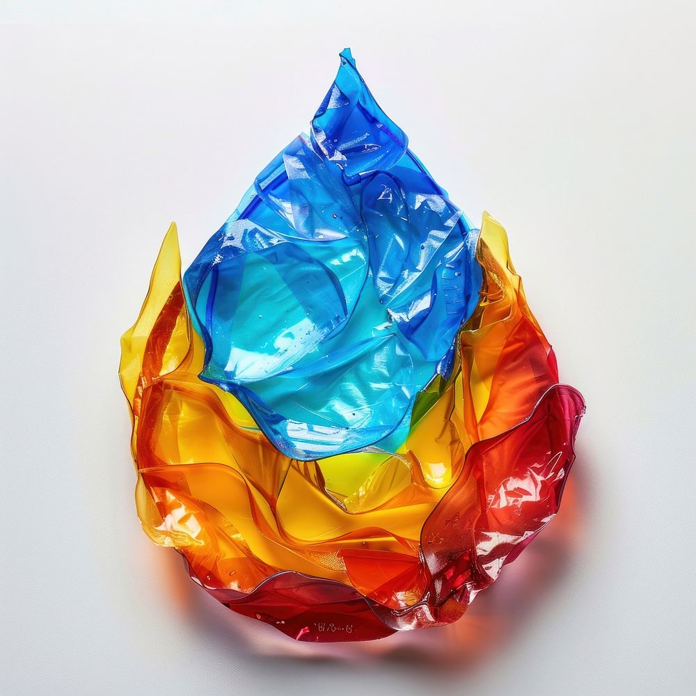 Blue water drop shaped plastic white background creativity.