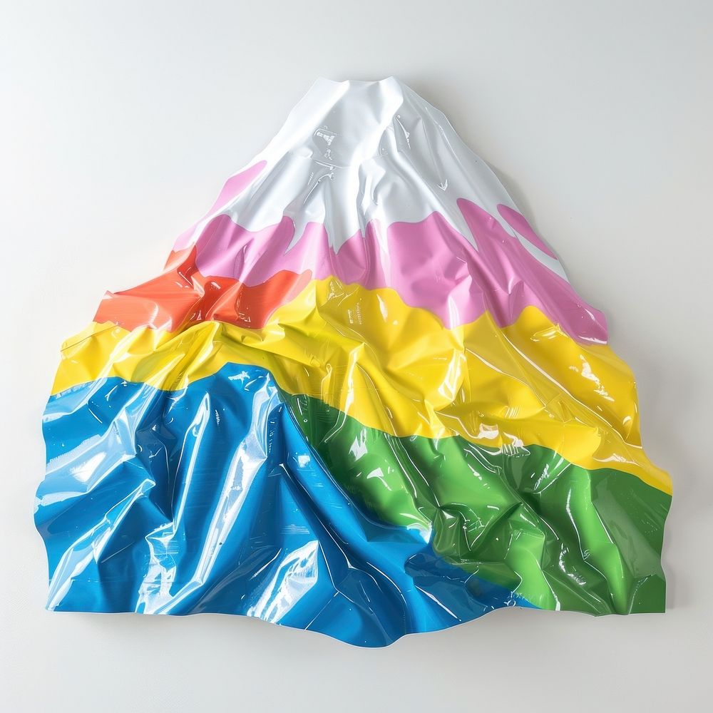 Fuji mountain shaped plastic crumpled clothing.