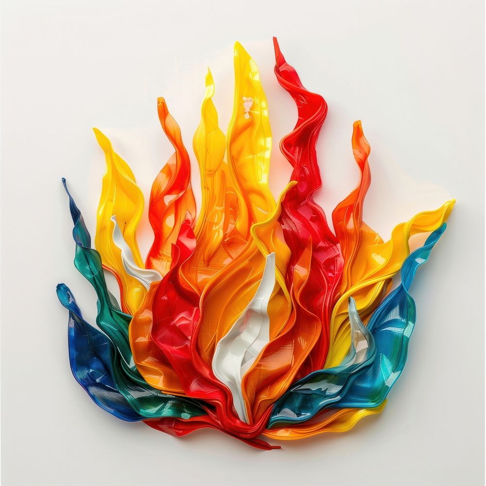 Fire shaped plastic art creativity.