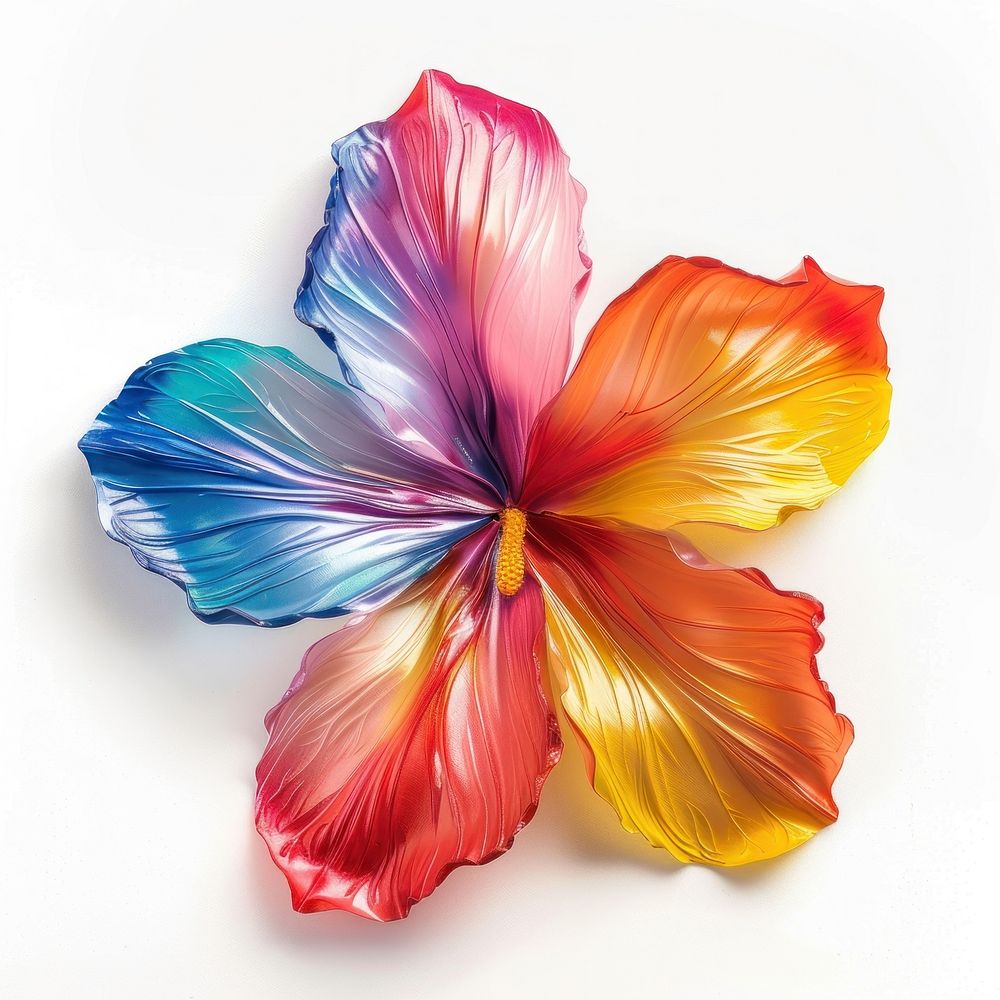 Tropical flower made from polyethylene petal white background inflorescence.
