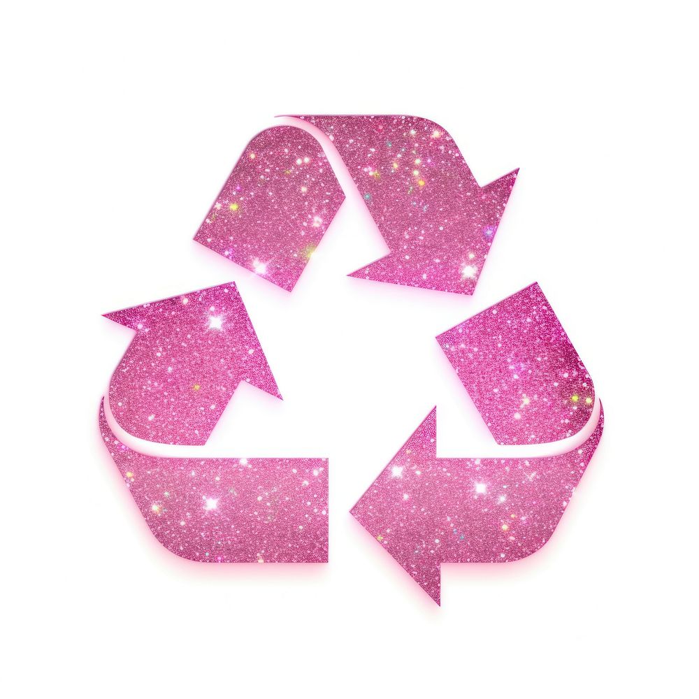 Recycle icon glitter shape pink.
