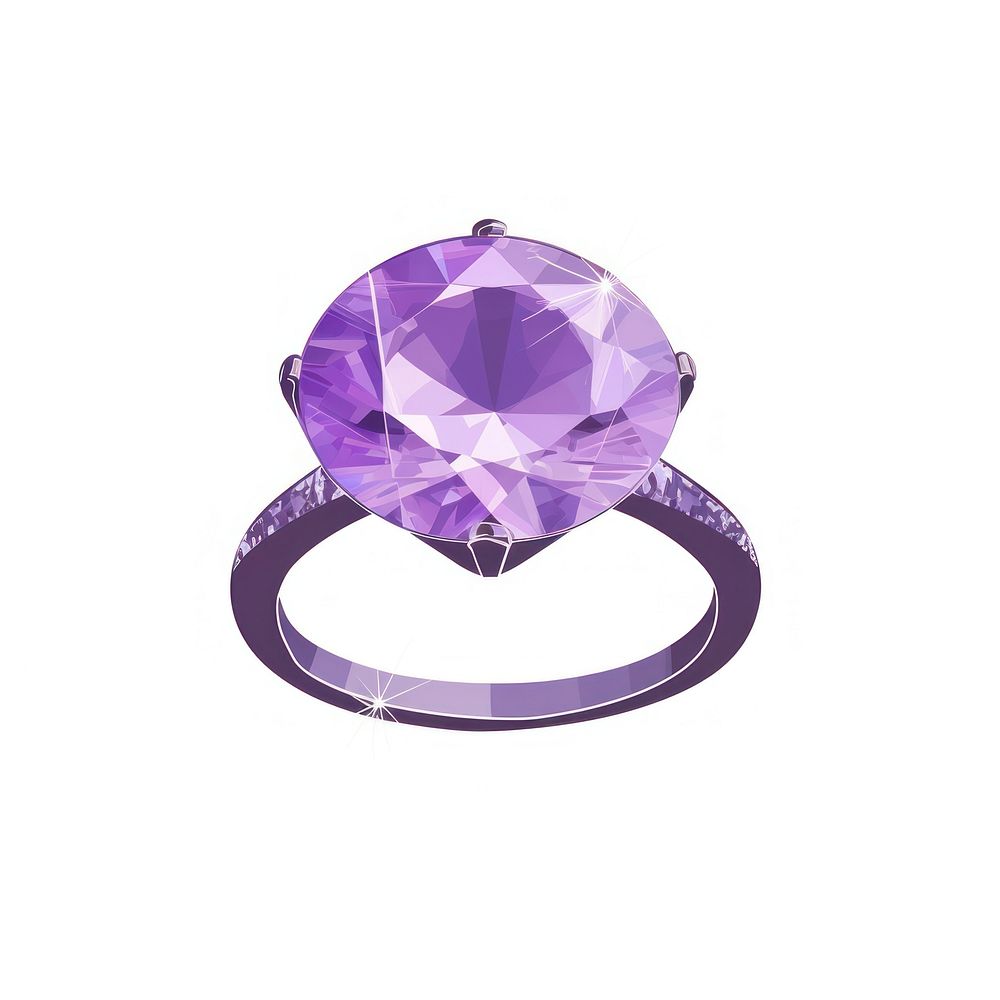 Ring diamond icon amethyst gemstone jewelry.