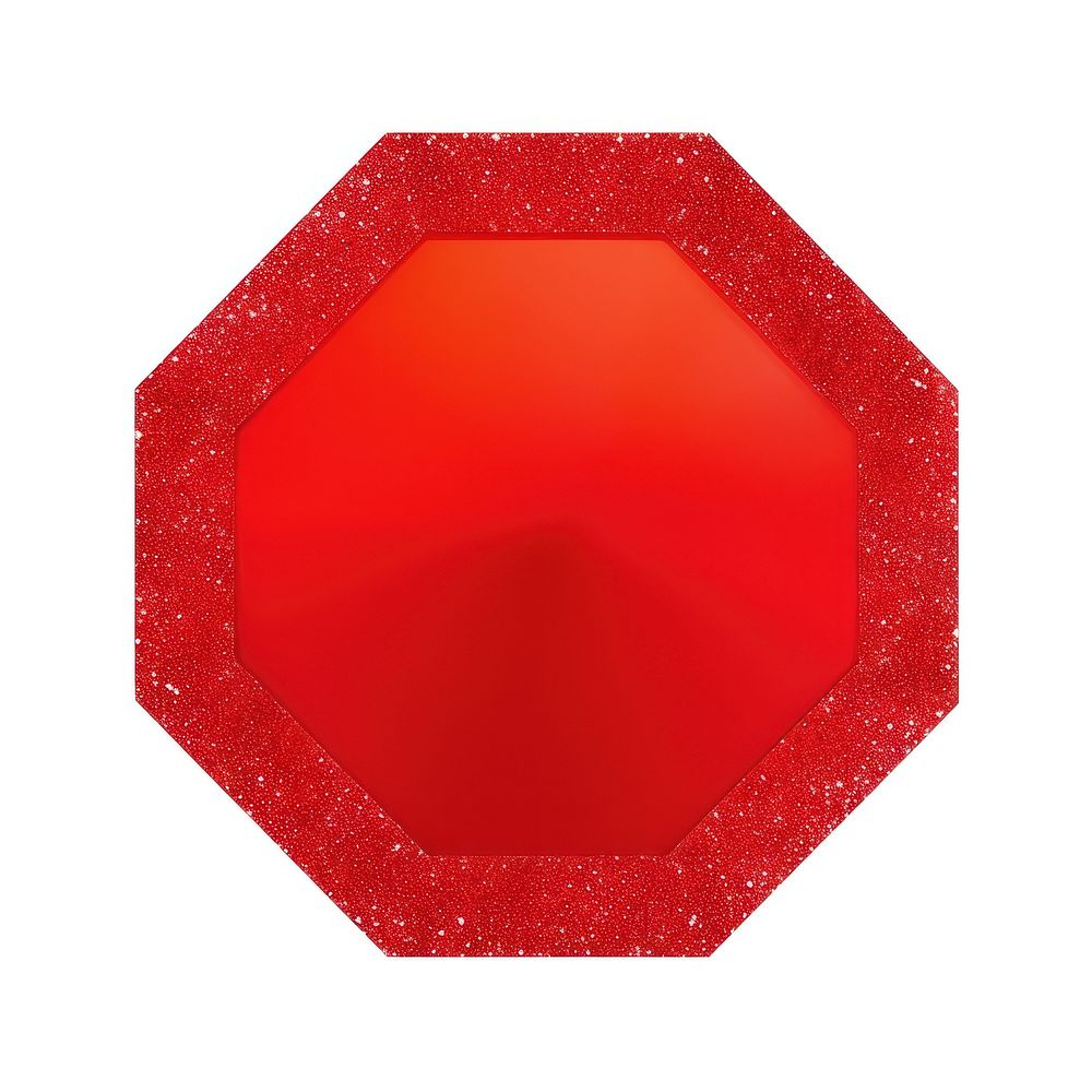 Octagon icon shape red white background.