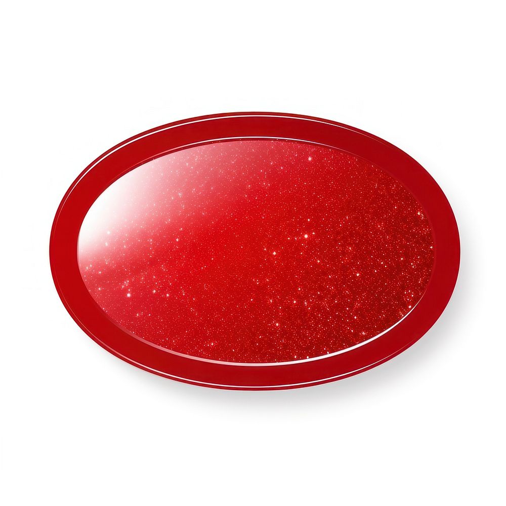 Oval icon shape red white background.