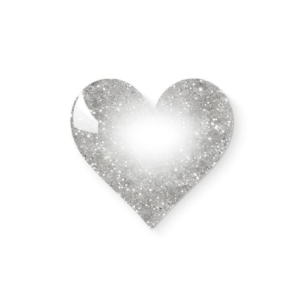 Silver icon shape heart white.