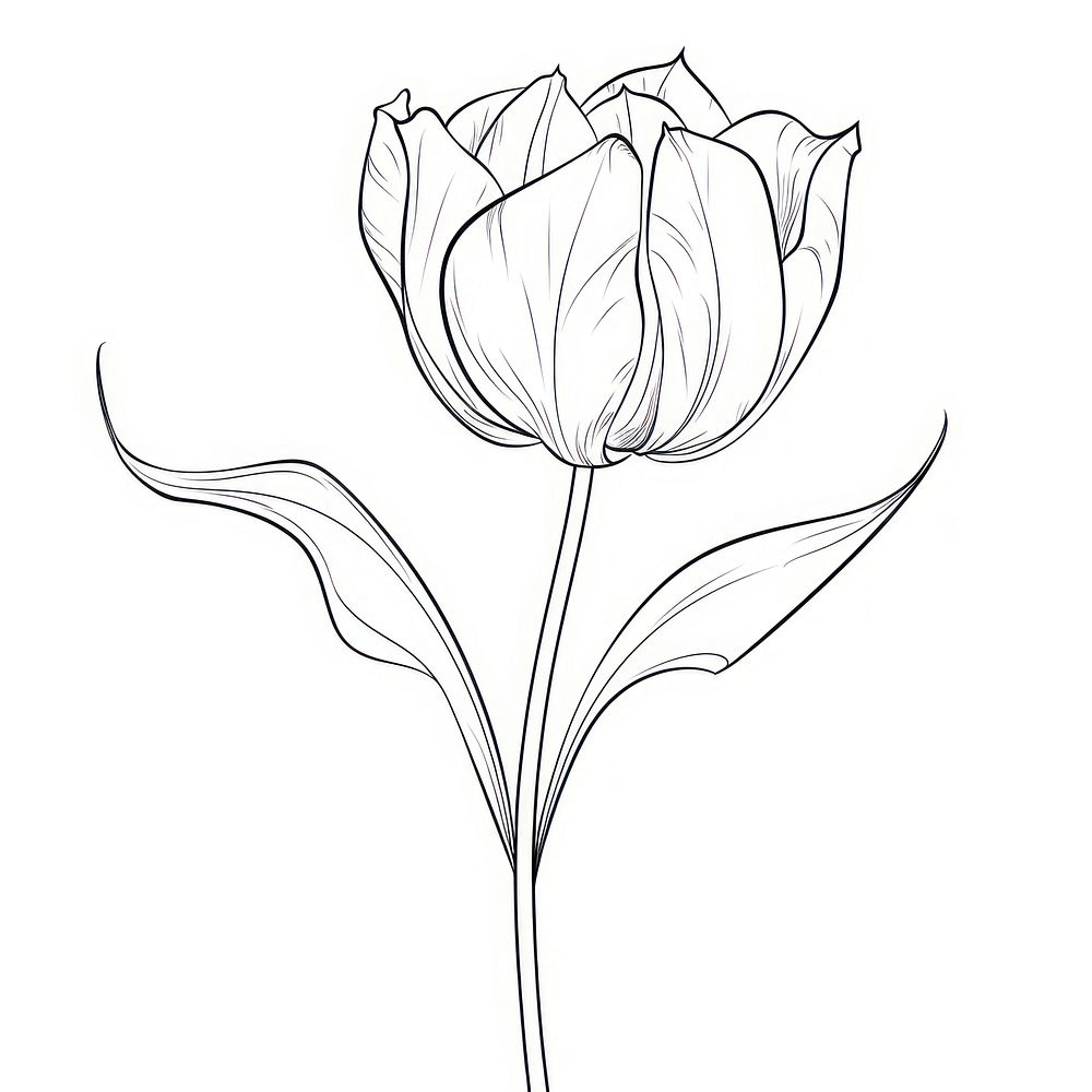 Tulip sketch drawing flower.