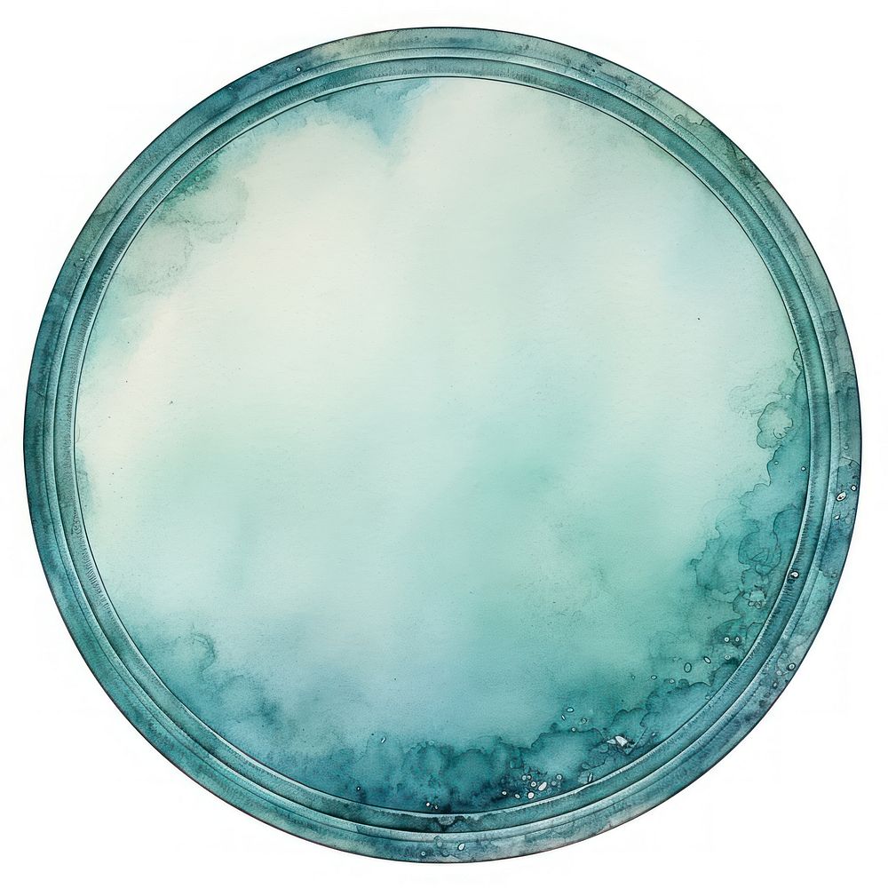 Vintage ocean circle frame backgrounds turquoise white background.