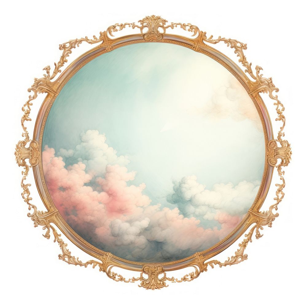 Vintage cloud circle frame painting photography porthole.