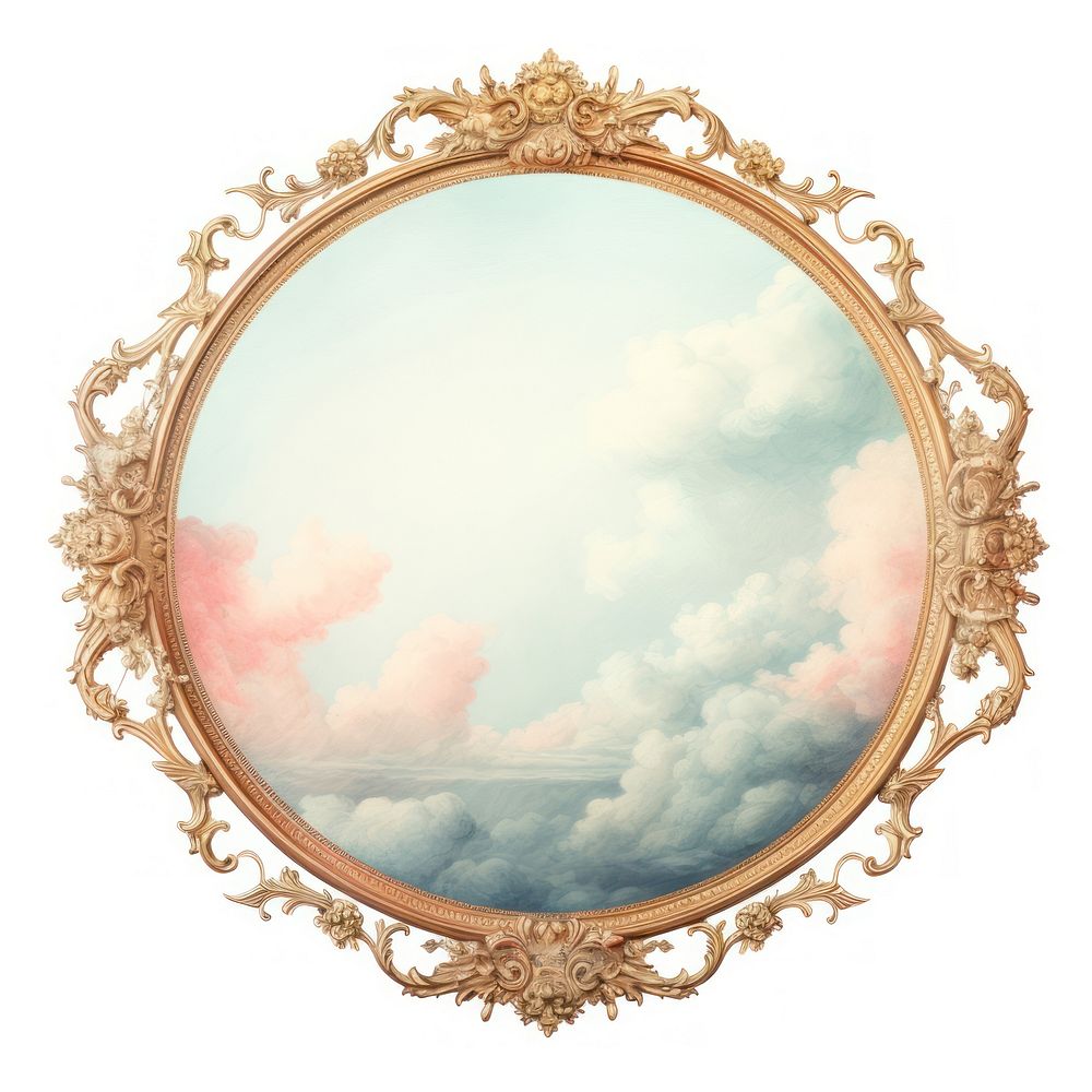 Vintage cloud circle frame white background photography rectangle.