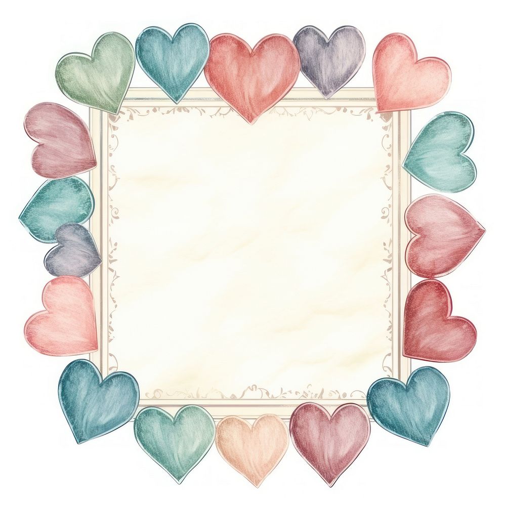 Vintage hearts rectangle frame backgrounds paper white background.