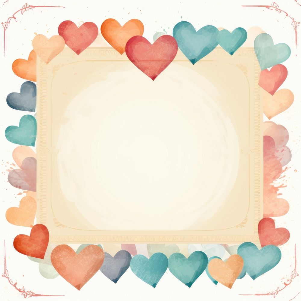Vintage hearts rectangle frame backgrounds paper abstract.
