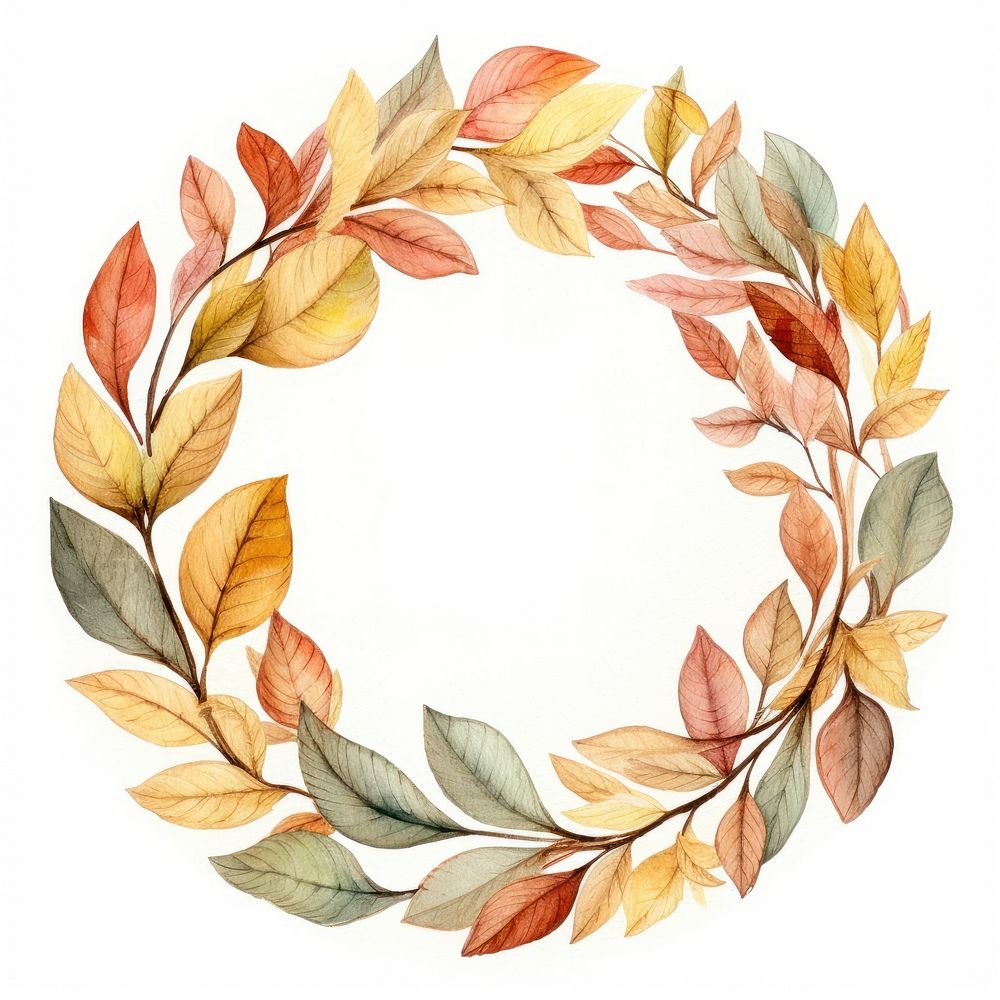 Vintage leaf circle frame pattern wreath plant.