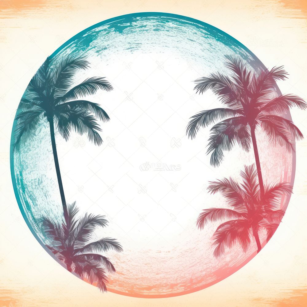 Vintage palm tree circle frame backgrounds outdoors nature.