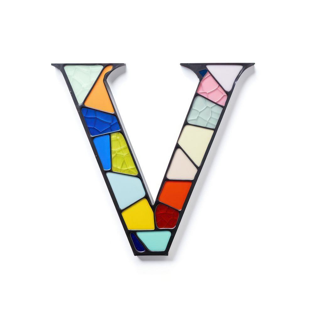 Mosaic tiles letters V shape glass art.