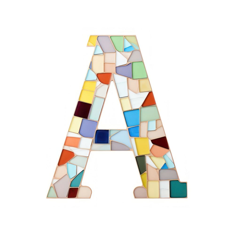 Mosaic tiles letters A shape art white background.