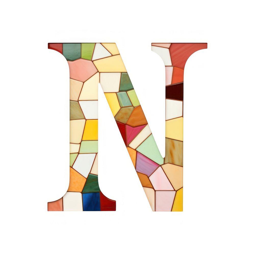 Mosaic tiles letters I number shape text.