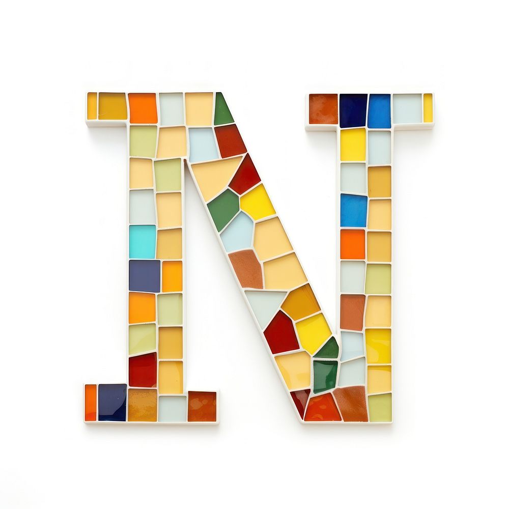 Mosaic tiles letters I alphabet number shape.