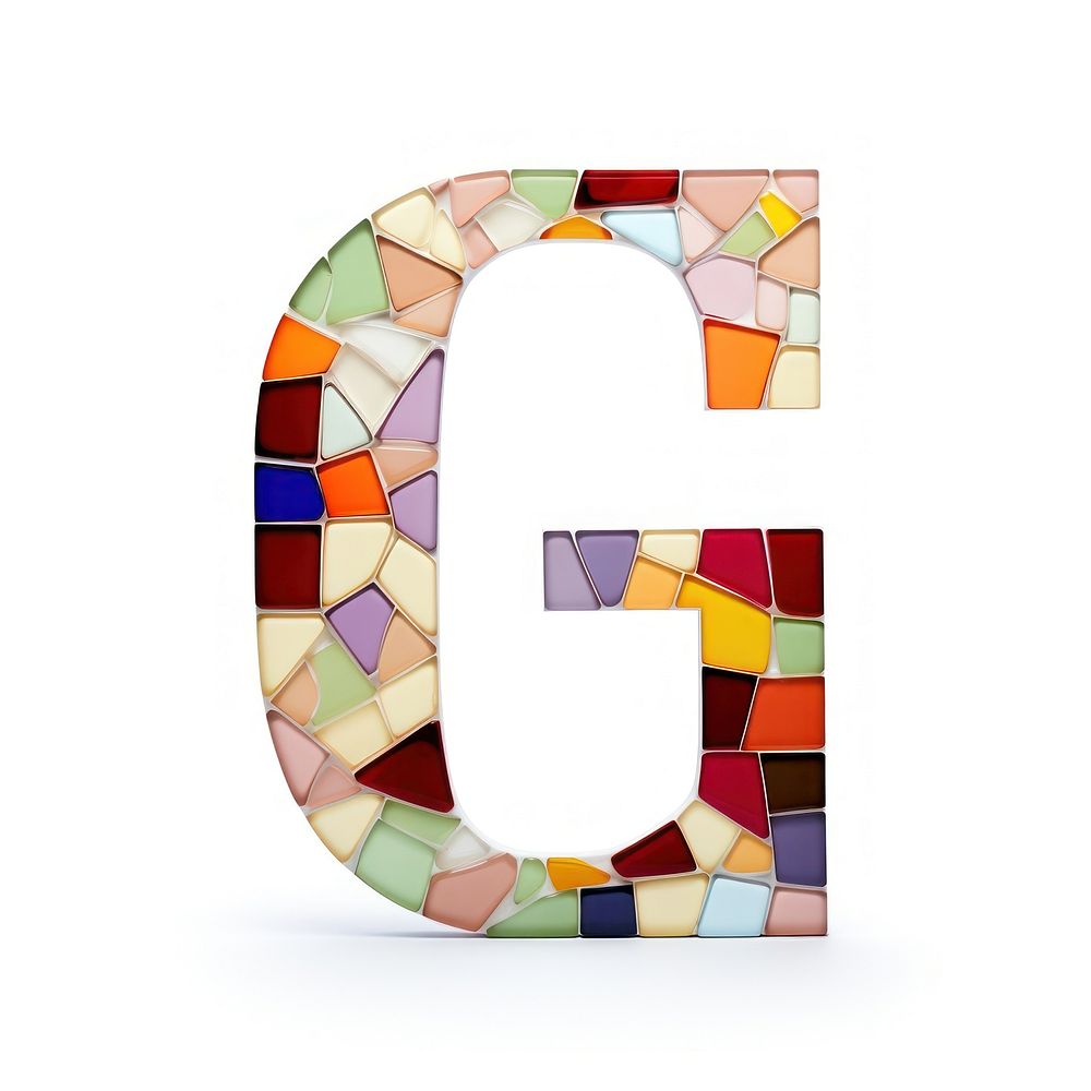 Mosaic tiles letters G number shape art.