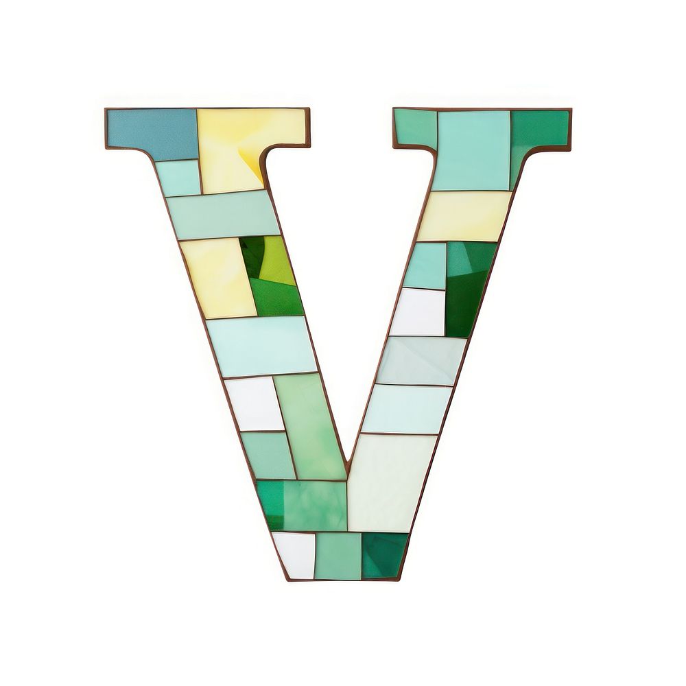 Mosaic tiles letters W number shape white background.