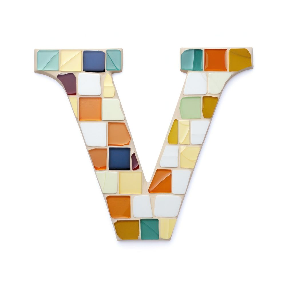Mosaic tiles letters W number shape art.
