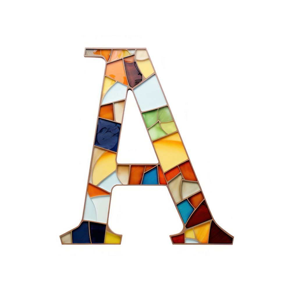 Mosaic tiles letters A number shape art.