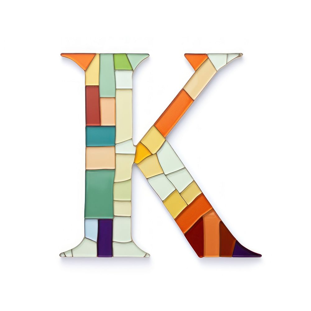 Mosaic tiles letters K alphabet number shape.