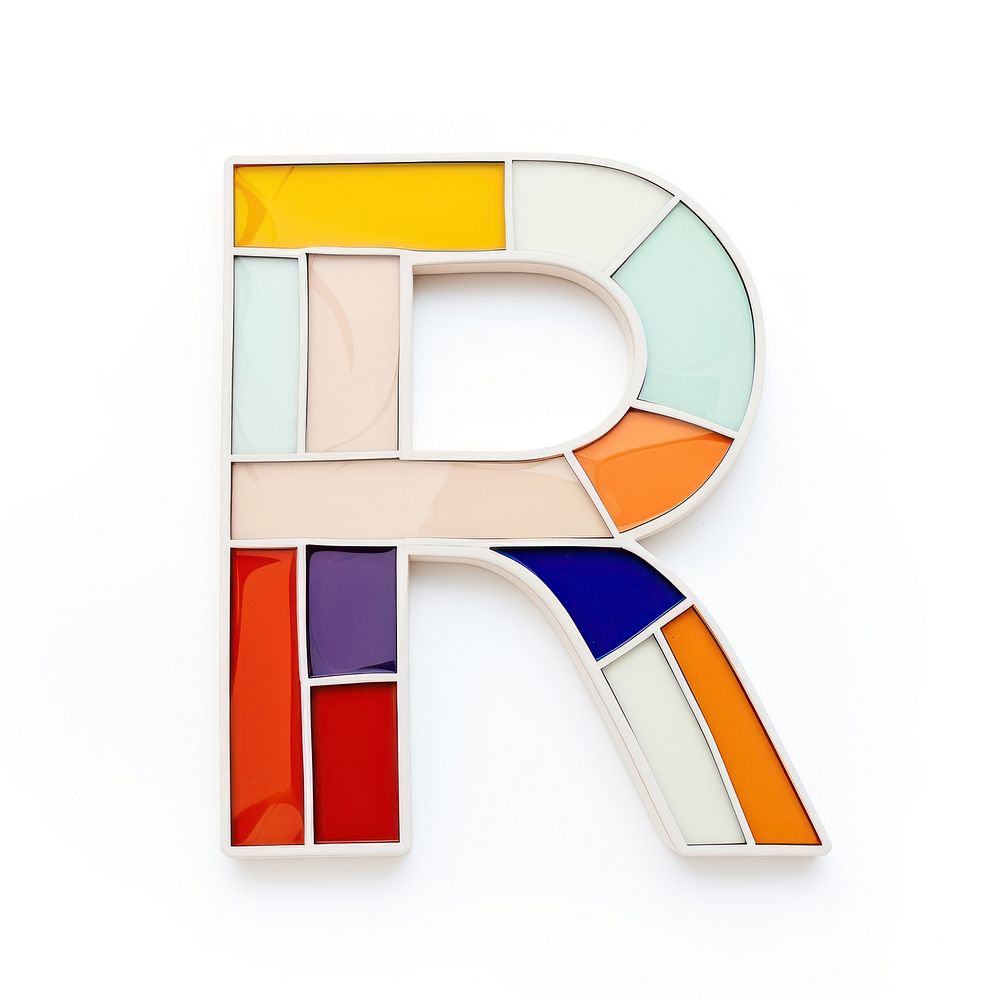 Mosaic tiles letters R alphabet number shape.