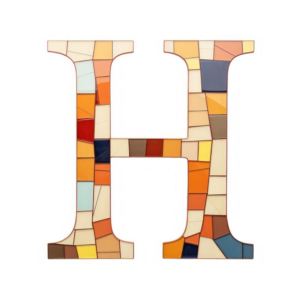 Mosaic tiles letters H alphabet shape text.