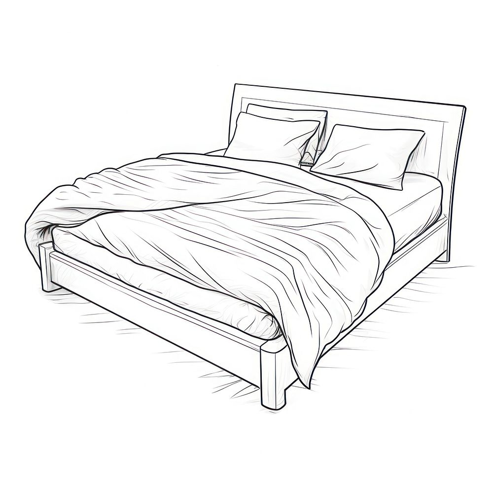 Bed sketch furniture drawing. | Free Photo Illustration - rawpixel