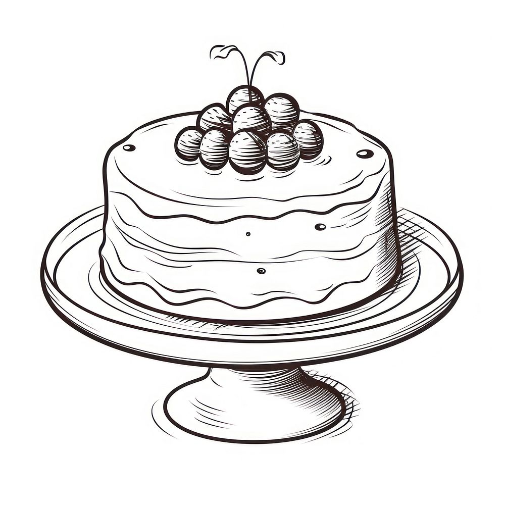 Cake sketch dessert drawing.