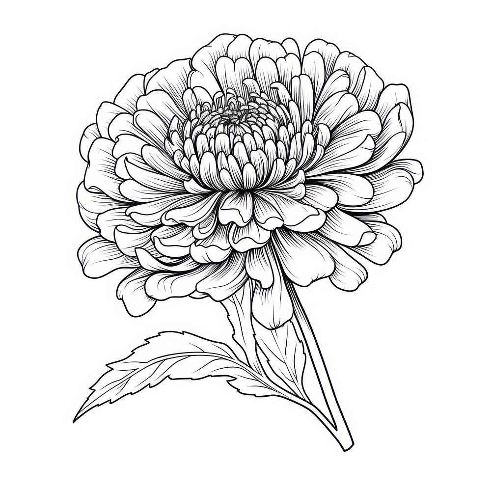 Chrysanthemum sketch drawing dahlia.