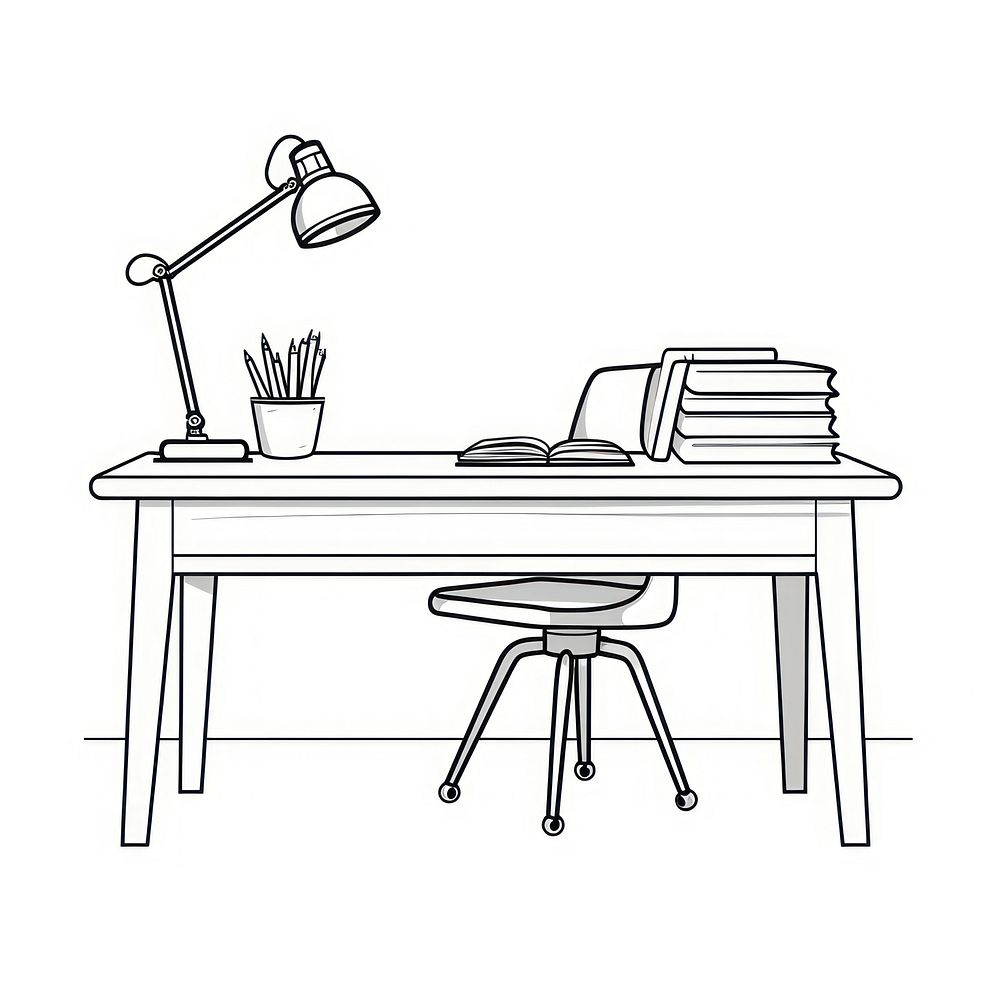 Desk sketch furniture drawing.