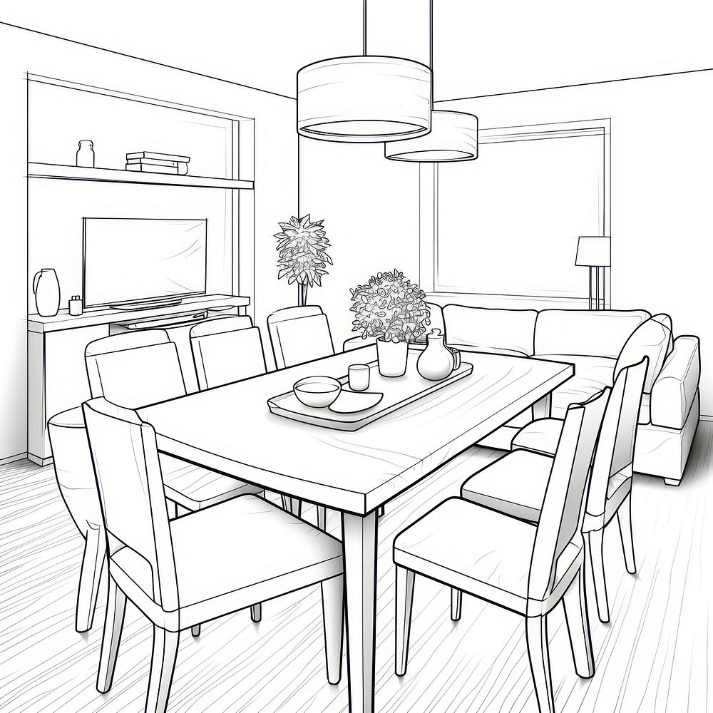 Dinning room sketch architecture furniture.