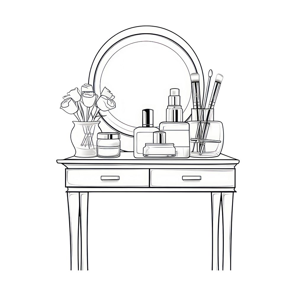 Dressing table sketch furniture drawing. | Free Photo Illustration ...