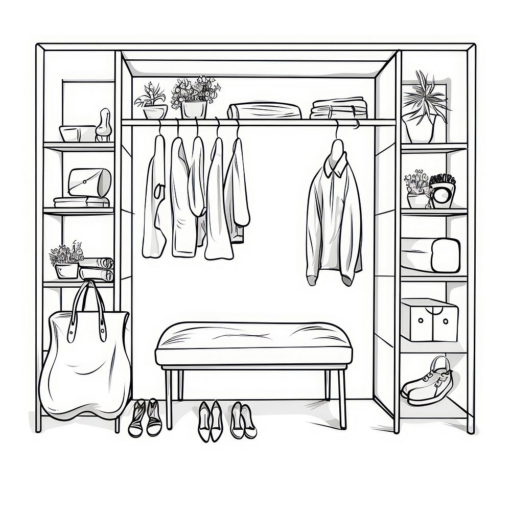 Dressing room furniture closet sketch.