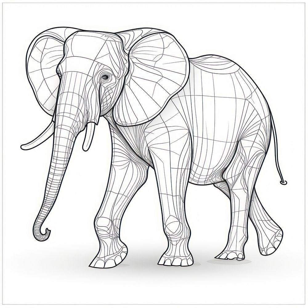 Elephant sketch wildlife drawing.
