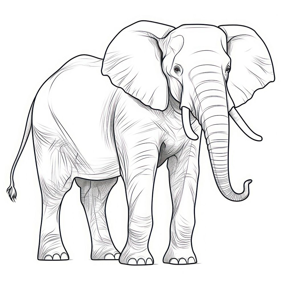 Elephant sketch drawing animal.