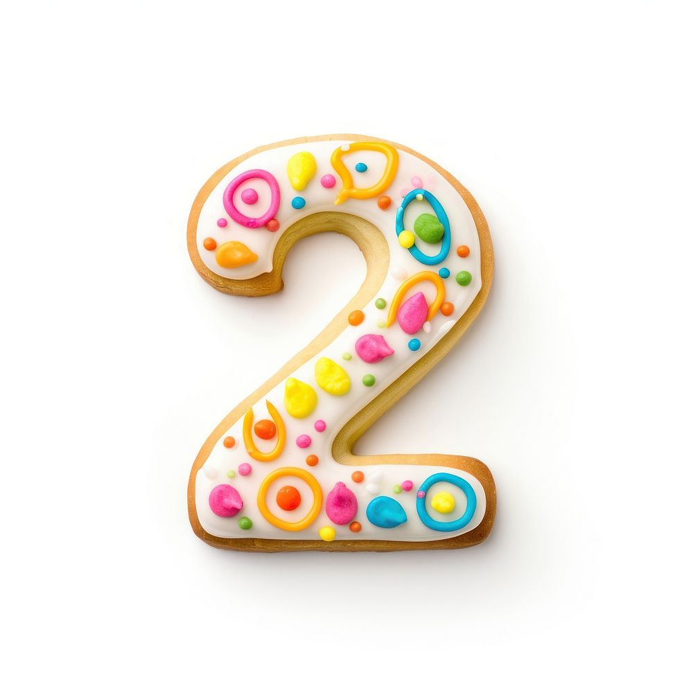 Number cookie food white background.