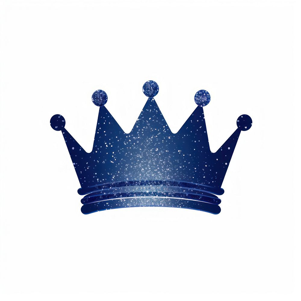 Navy blue color crown icon white background accessories splattered.