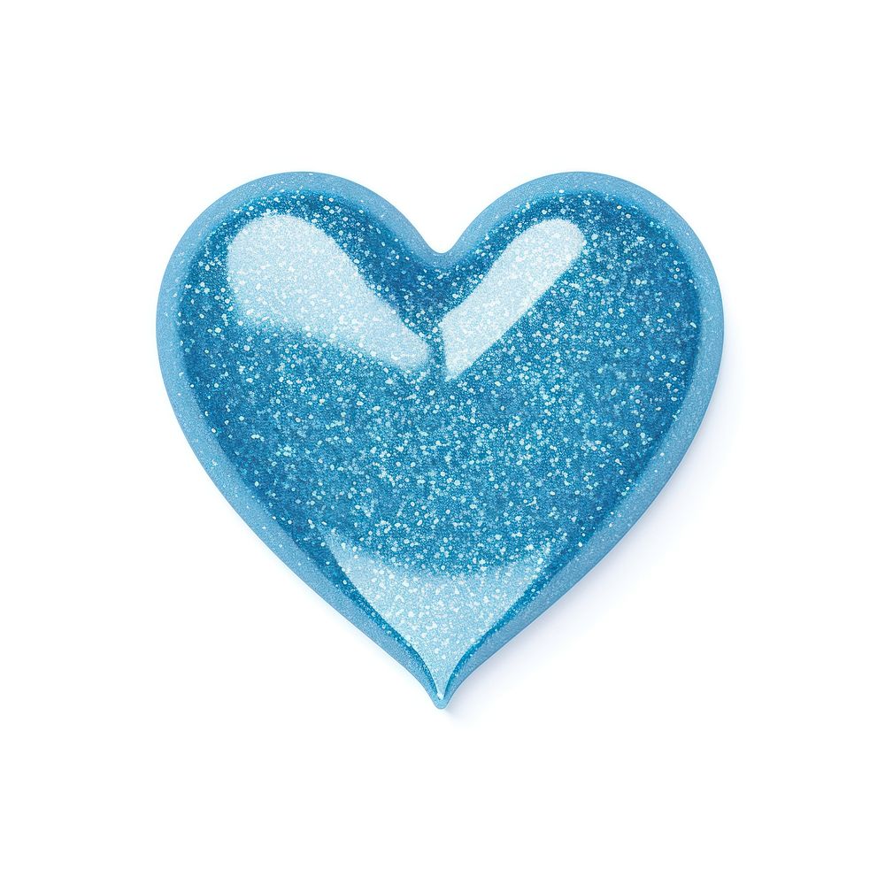 Blue color heart icon glitter shape white background.