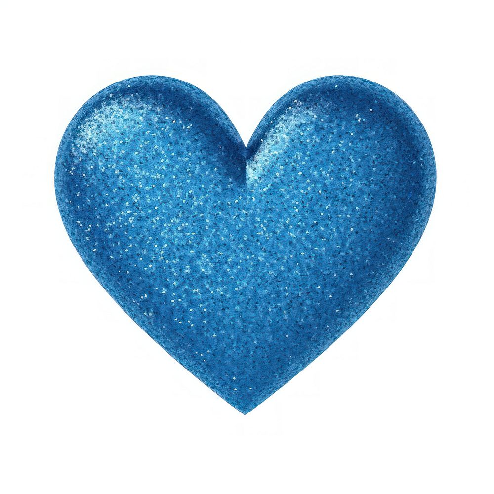 Blue color heart icon glitter shape white background.