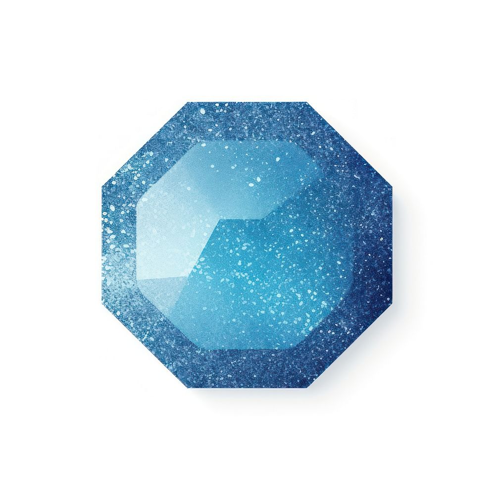 Blue color octagon icon jewelry shape white background.