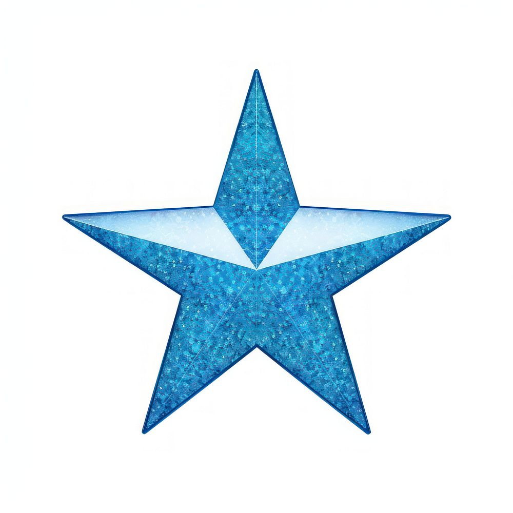 Blue color star icon symbol shape white background.