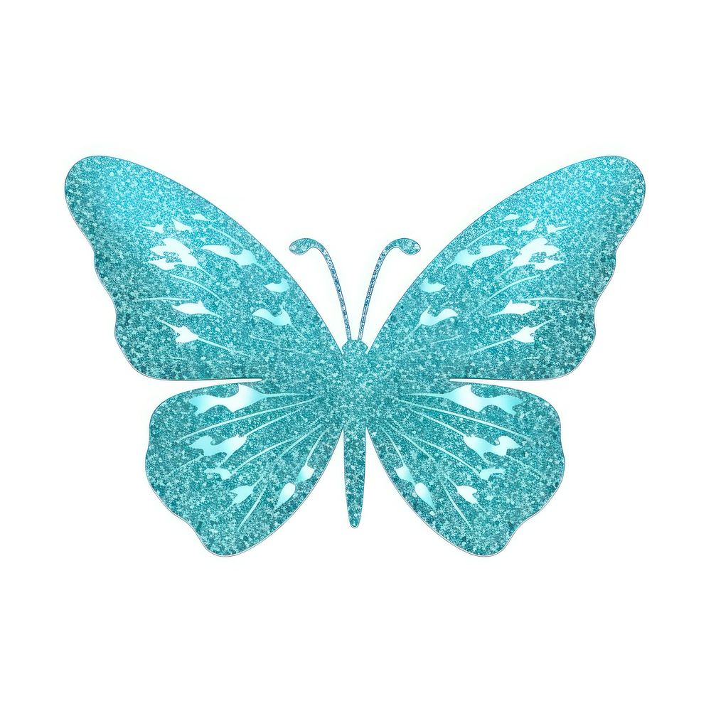 Cyan color butterfly icon turquoise animal white background.