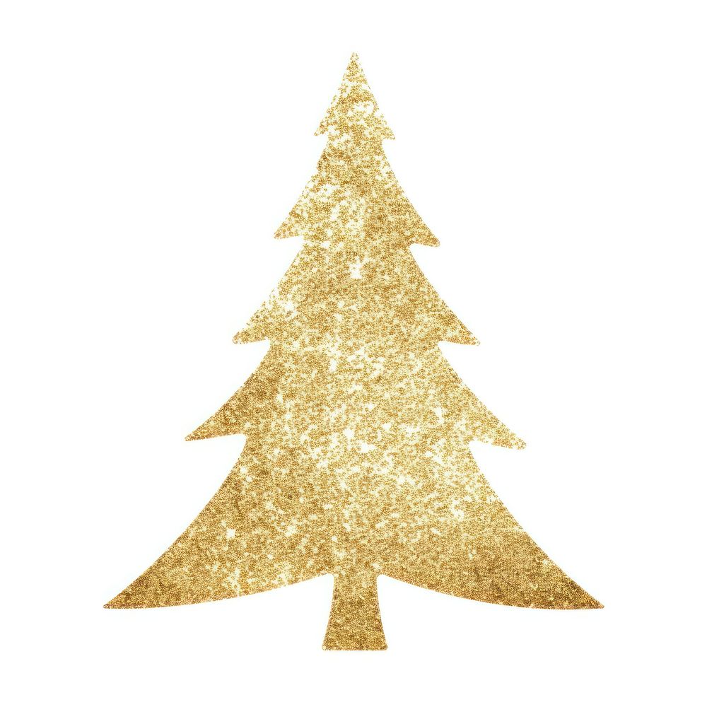 Gold color Christmas tree icon christmas shape white background.