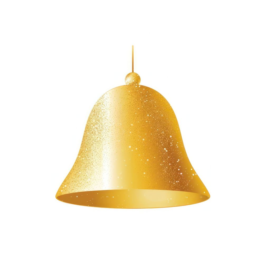 Gold color bell icon chandelier lampshade white background.